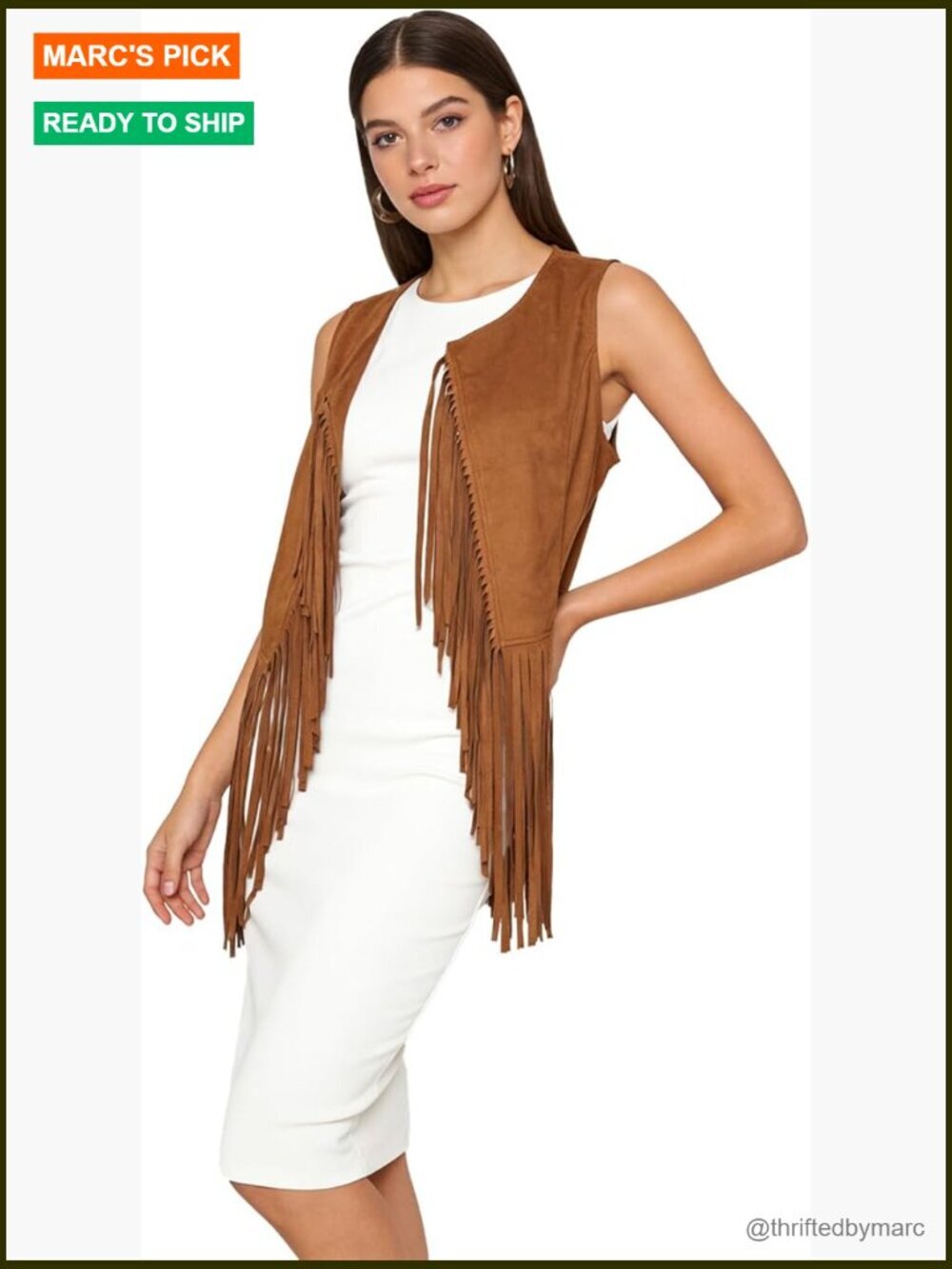 70s Hippie Fringe Vest Sleeveless Faux Suede Tassel Jacket